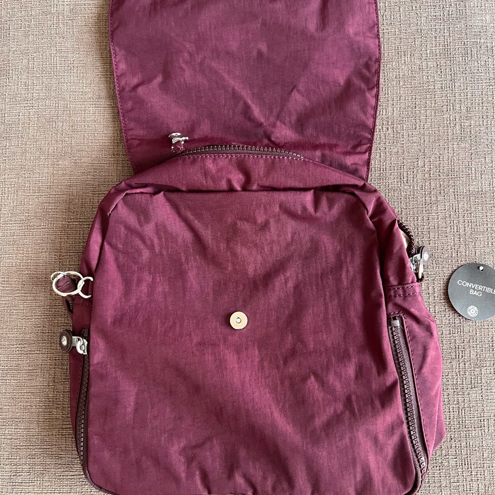Kipling Convertible Backpack/crossbody/ShoulderBag in Dark Plum, NWT - Picture 4 of 13